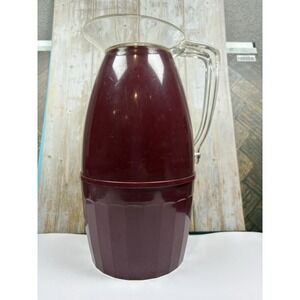 Vintage Thermos Brand Vacuum Jug Model 154 Hot Cold Carafe Cup Dark red USA